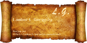 Lambert Gergely névjegykártya